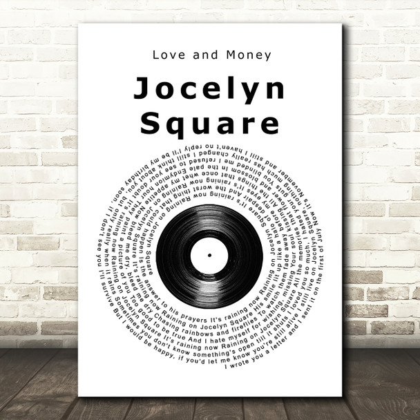 Love and Money Jocelyn Square Vinyl Record Song Lyric Quote Music Print