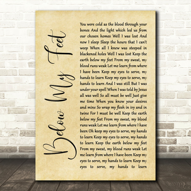 Mumford & Sons Below My Feet Rustic Script Song Lyric Quote Music Print