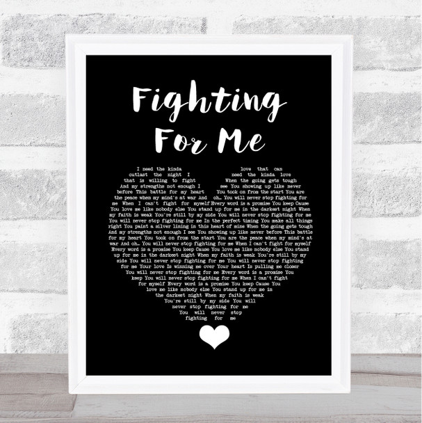 Riley Clemmons Fighting For Me Black Heart Song Lyric Quote Music Print