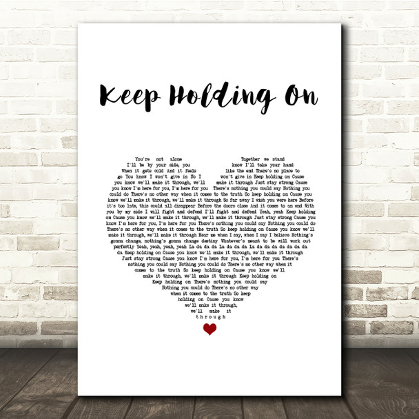 Avril Lavigne Keep Holding On White Heart Song Lyric Quote Music Print