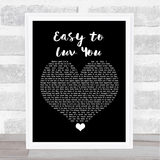 Stacie Orrico Easy to Luv You Black Heart Song Lyric Quote Music Print