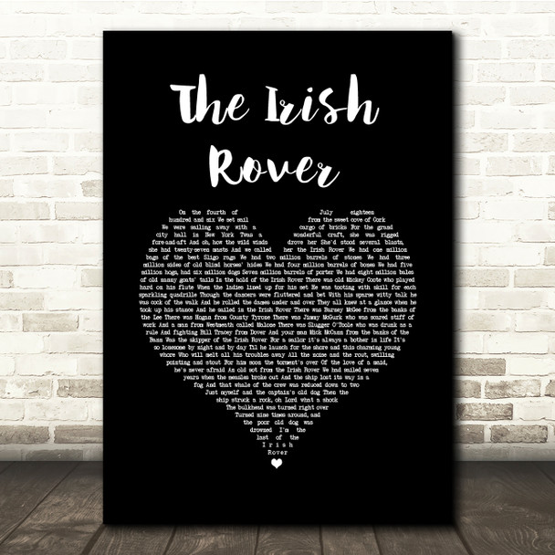 The Dubliners The Irish Rover Black Heart Song Lyric Quote Music Print