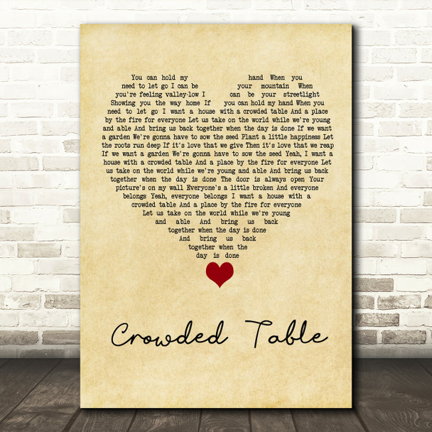 The Highwomen Crowded Table Vintage Heart Song Lyric Quote Music Print