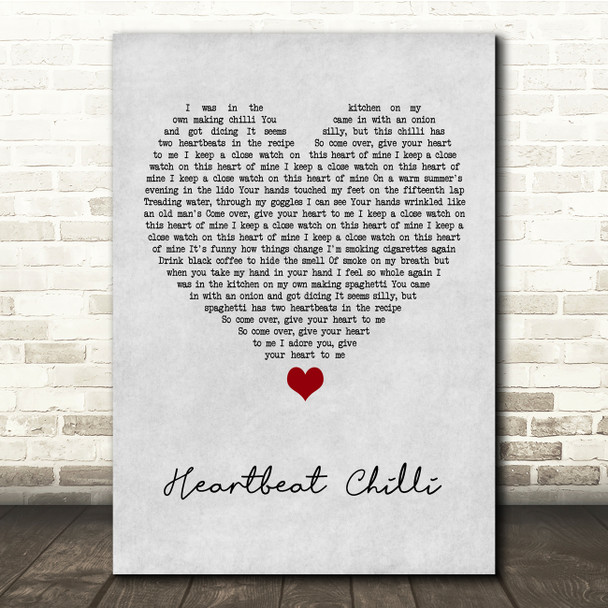 Allo Darlin' Heartbeat Chilli Grey Heart Song Lyric Quote Music Print