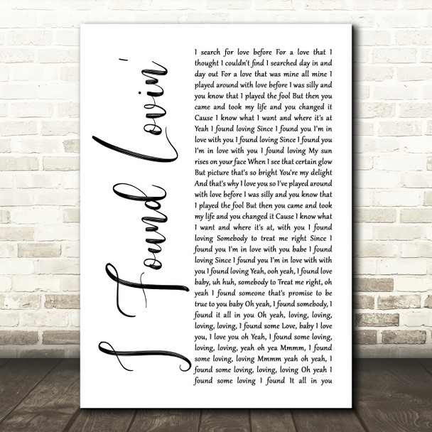 Fatback Band I Found Lovin' White Script Song Lyric Quote Music Print