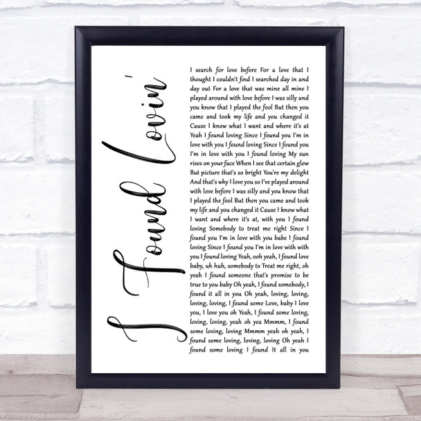 Fatback Band I Found Lovin' White Script Song Lyric Quote Music Print