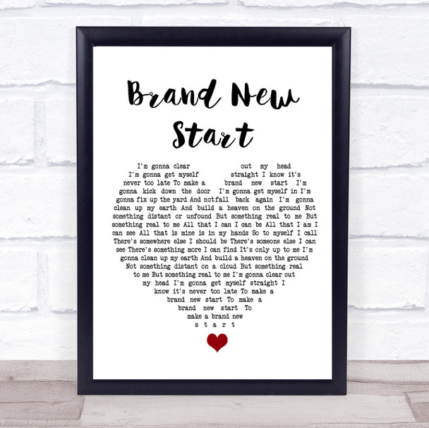 Paul Weller Brand New Start White Heart Song Lyric Quote Music Print