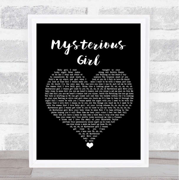 Peter Andre Mysterious Girl Black Heart Song Lyric Quote Music Print