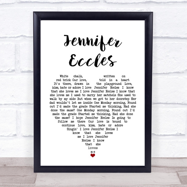 The Hollies Jennifer Eccles White Heart Song Lyric Quote Music Print