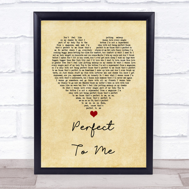 Anne-Marie Perfect To Me Vintage Heart Song Lyric Quote Music Print