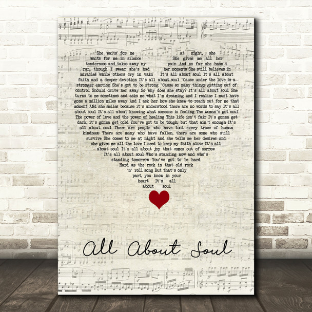 Billy Joel All About Soul Script Heart Song Lyric Quote Music Print