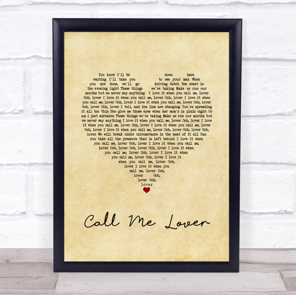 Sam Fender Call Me Lover Vintage Heart Song Lyric Quote Music Print