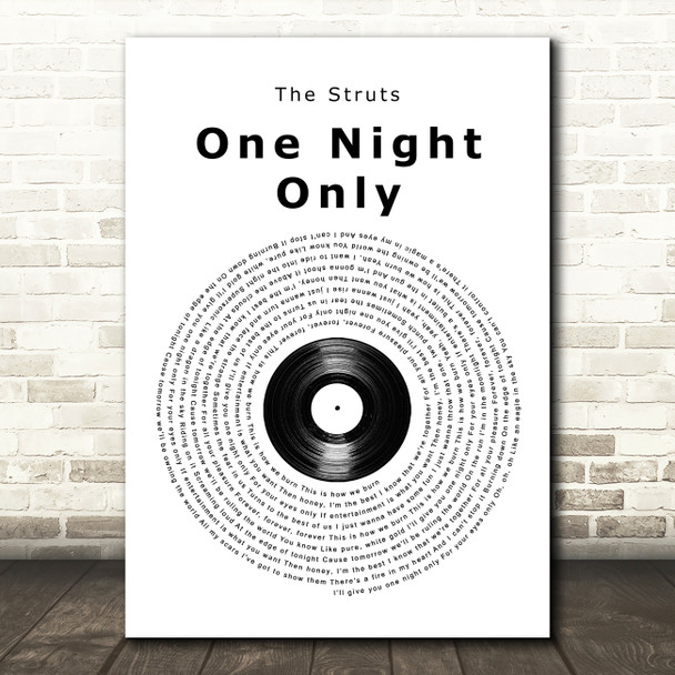 The Struts One Night Only Vinyl Record Song Lyric Quote Music Print