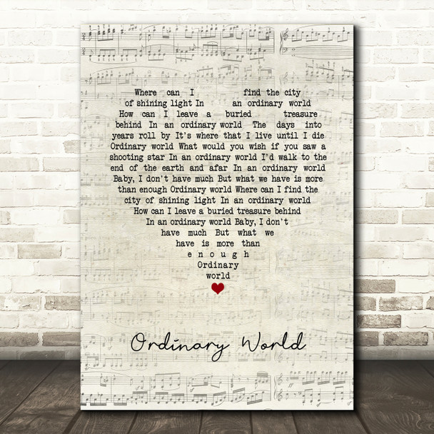 Green Day Ordinary World Script Heart Song Lyric Quote Music Print