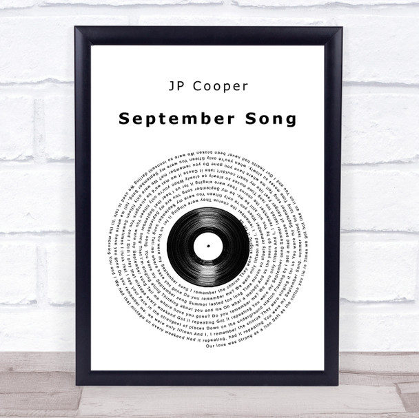 JP Cooper September Song Vinyl Record Song Lyric Quote Music Print