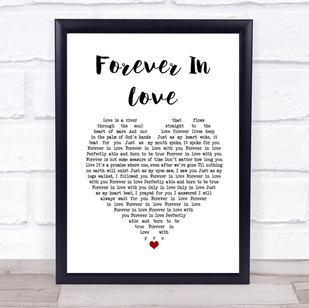 Brighten Forever In Love White Heart Song Lyric Quote Music Print