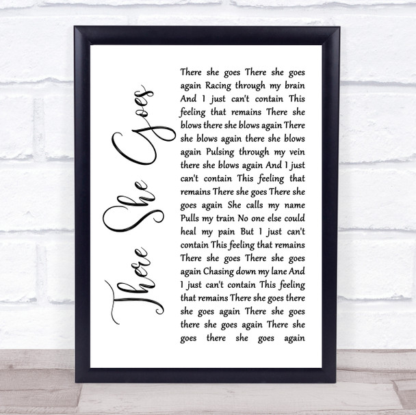 The La's There She Goes White Script Song Lyric Quote Music Print