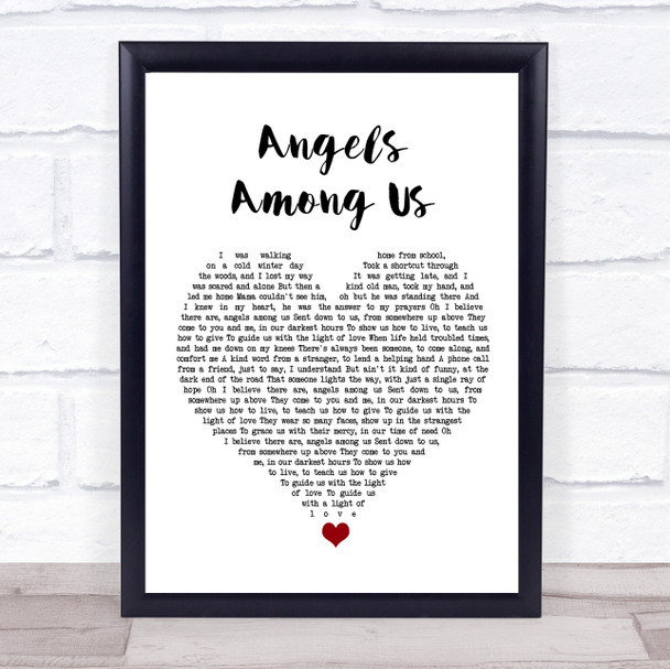 Alabama Angels Among Us White Heart Song Lyric Quote Music Print