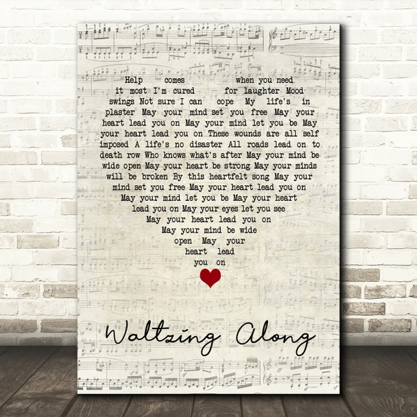 James Waltzing Along Script Heart Song Lyric Quote Music Print