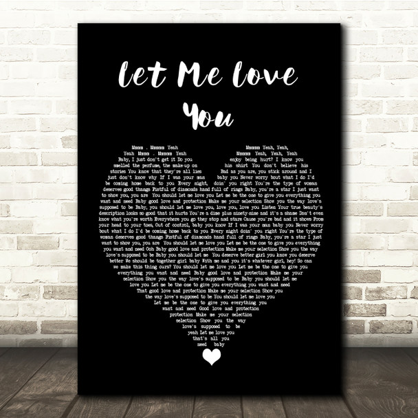 Mario Let Me Love You Black Heart Song Lyric Quote Music Print