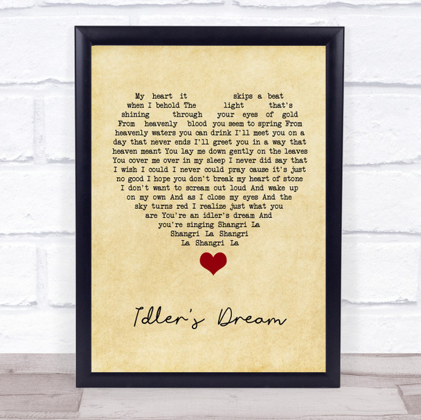 Oasis Idler's Dream Vintage Heart Song Lyric Quote Music Print