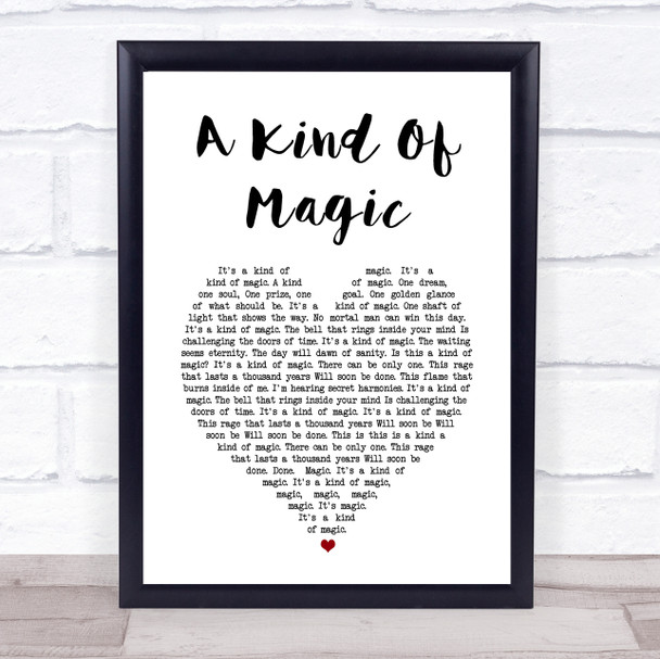 Queen A Kind Of Magic White Heart Song Lyric Quote Music Print