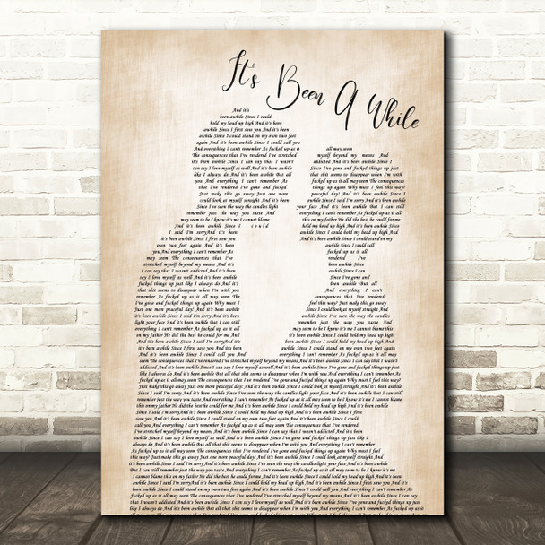 Staind It's Been A While Song Lyric Man Lady Bride Groom Wedding Print