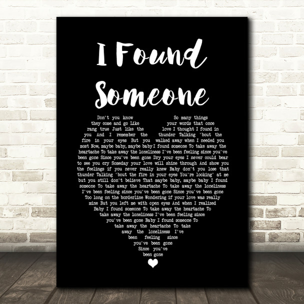 Cher I Found Someone Black Heart Song Lyric Quote Music Print