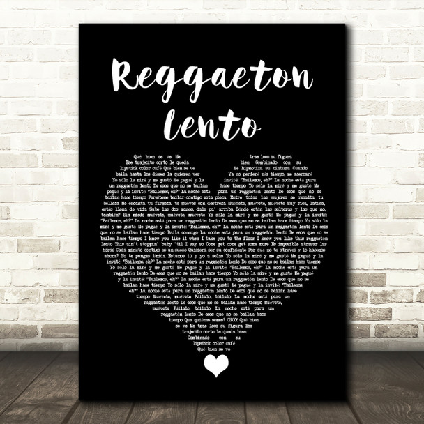 CNCO Reggaeton Lento Black Heart Song Lyric Quote Music Print