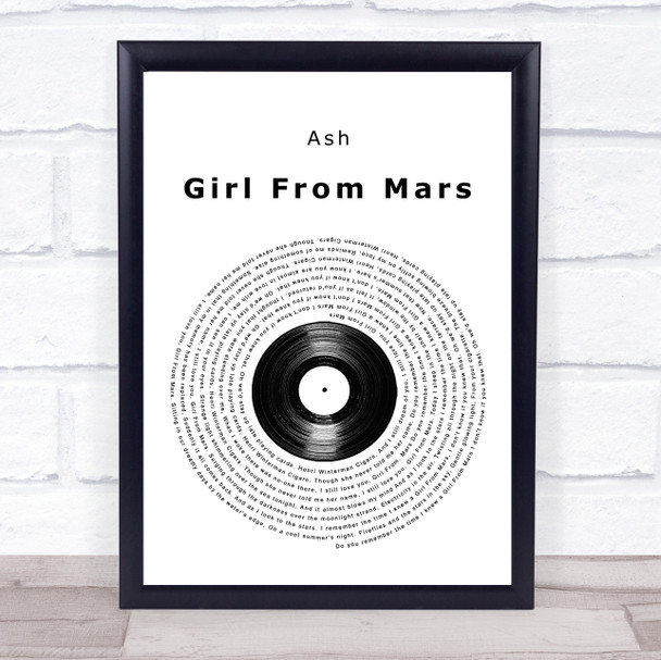 Ash Girl From Mars Vinyl Record Song Lyric Quote Music Print