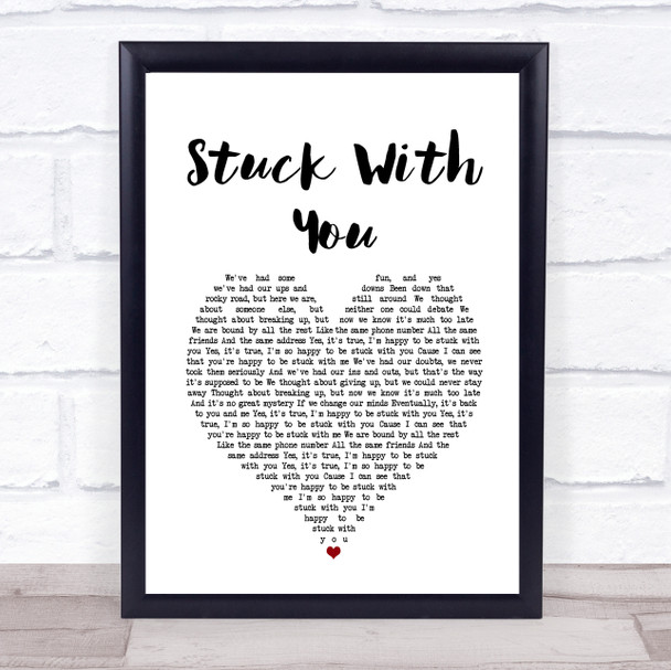 Huey Lewis And The News Stuck With You White Heart Song Lyric Quote Music Print