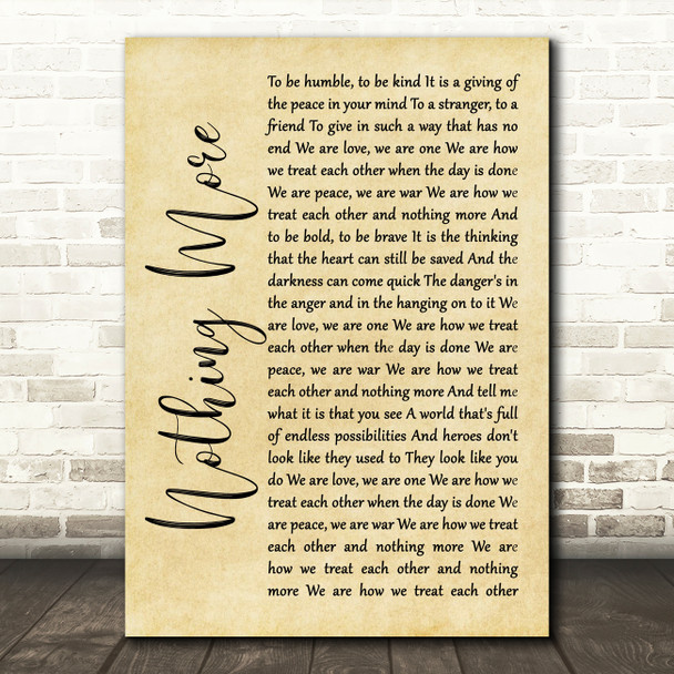 The Alternate Routes Nothing More Rustic Script Song Lyric Quote Music Print