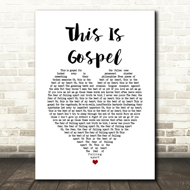 Panic! At The Disco This Is Gospel White Heart Song Lyric Quote Music Print