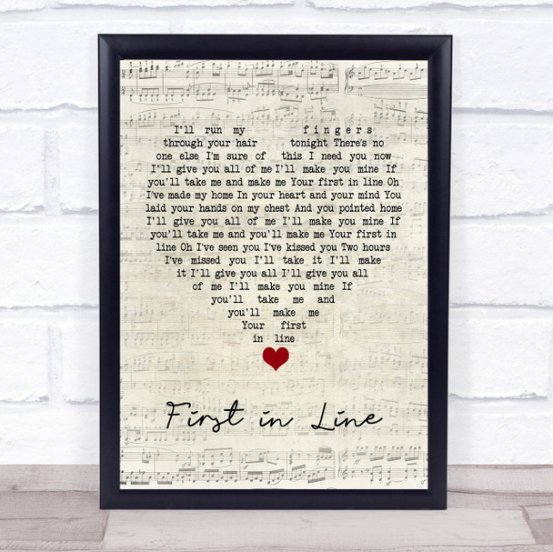 Matthew Mayfield First in Line Script Heart Song Lyric Quote Music Print