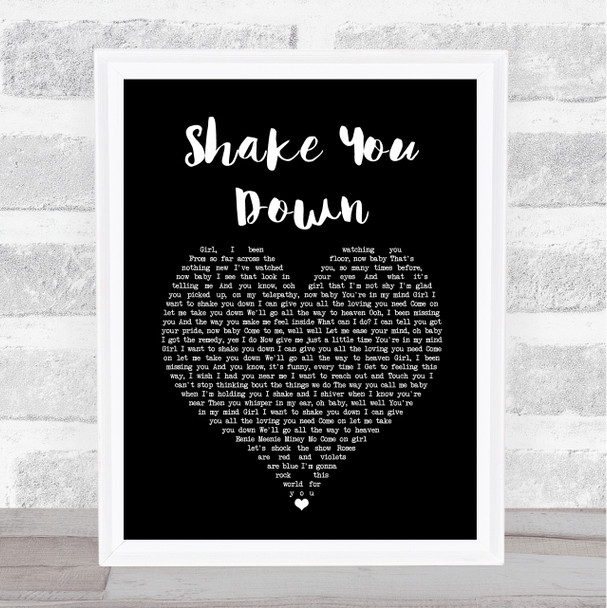 Gregory Abbott Shake You Down Black Heart Song Lyric Quote Music Print