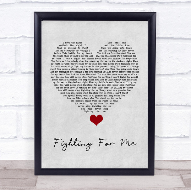Riley Clemmons Fighting For Me Grey Heart Song Lyric Quote Music Print