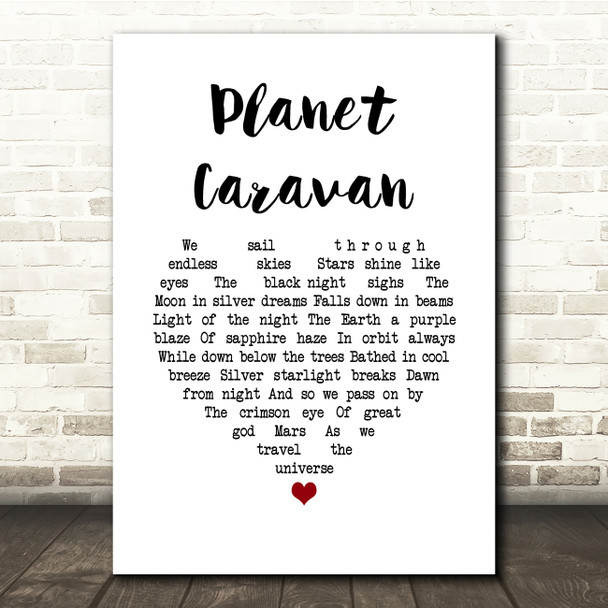 Black Sabbath Planet Caravan White Heart Song Lyric Quote Music Print