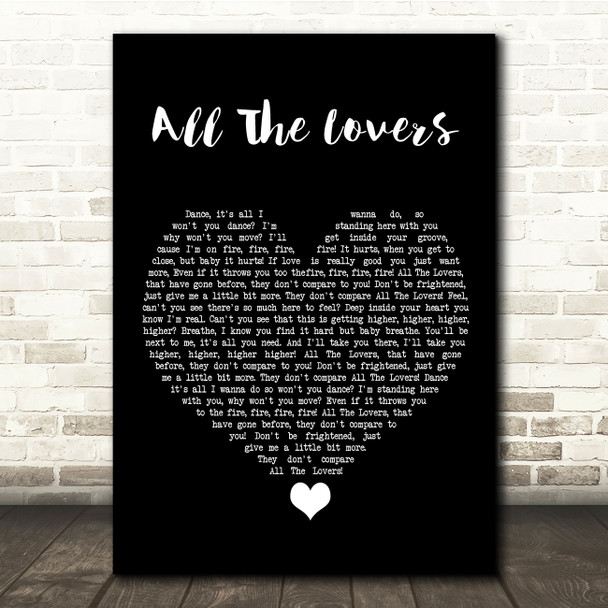 Kylie Minogue All The Lovers Black Heart Song Lyric Quote Music Print