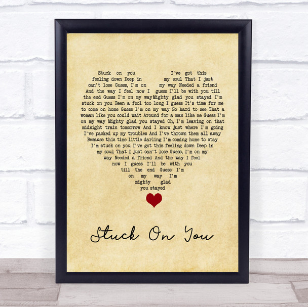 Lionel Richie Stuck On You Vintage Heart Song Lyric Quote Music Print