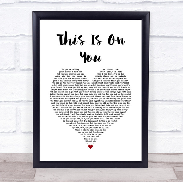 Maisie Peters This Is On You White Heart Song Lyric Quote Music Print