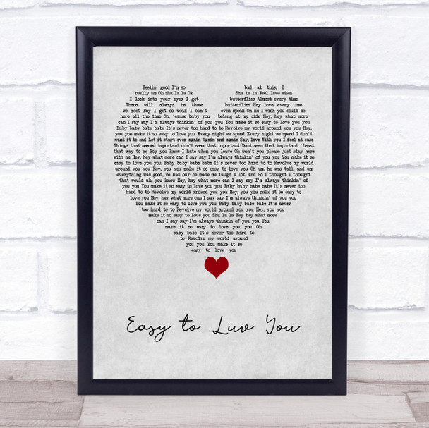 Stacie Orrico Easy to Luv You Grey Heart Song Lyric Quote Music Print