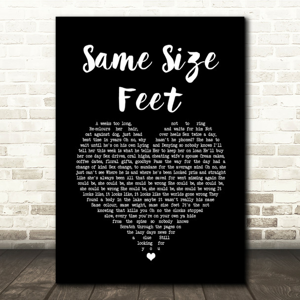 Stereophonics Same Size Feet Black Heart Song Lyric Quote Music Print