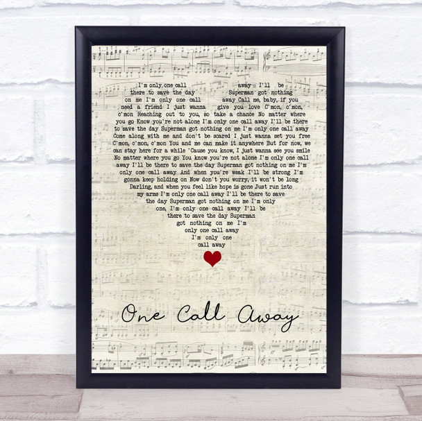 Charlie Puth One Call Away Script Heart Song Lyric Quote Music Print