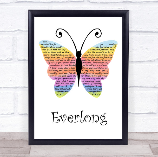 Foo Fighters Everlong Rainbow Butterfly Song Lyric Quote Music Print