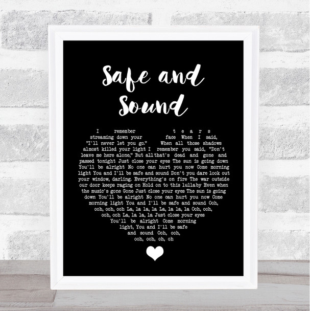 Taylor Swift Safe and Sound Black Heart Song Lyric Quote Music Print