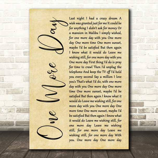 Diamond Rio One More Day Rustic Script Song Lyric Quote Music Print