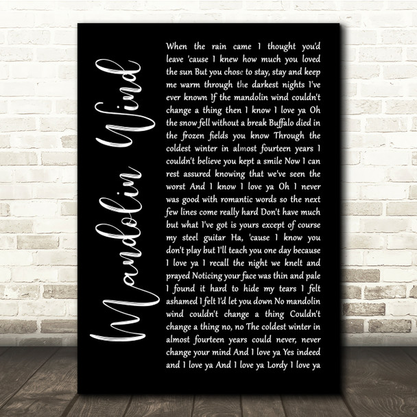 Rod Stewart Mandolin Wind Black Script Song Lyric Quote Music Print