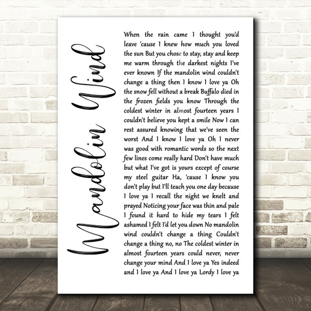 Rod Stewart Mandolin Wind White Script Song Lyric Quote Music Print