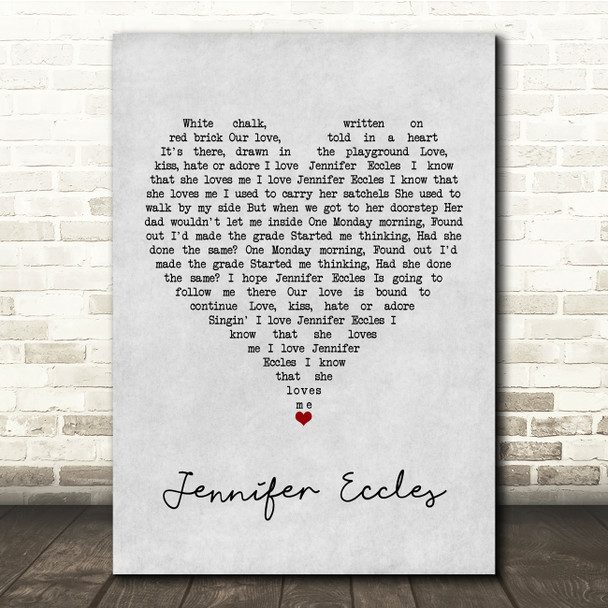 The Hollies Jennifer Eccles Grey Heart Song Lyric Quote Music Print