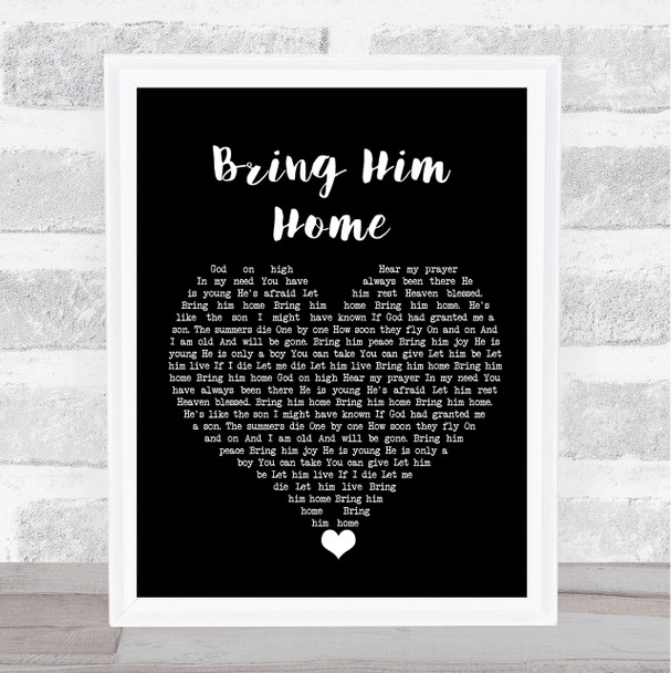 Alfie Boe Bring Him Home Black Heart Song Lyric Quote Music Print